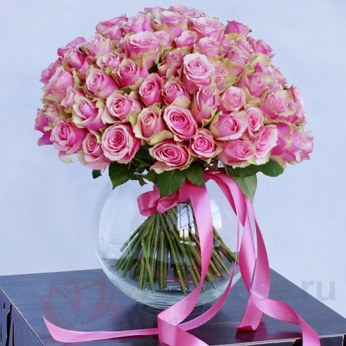 101 роза FunRose 71 Роза Эквадор Розовый (60 см) 