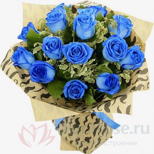 Синяя роза FunRose 15 Роз Синих (60 см) 