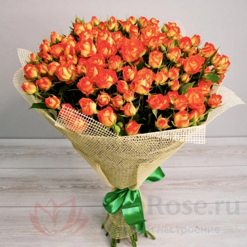Кустовая роза FunRose 19 Роз Кустовых Оранжевый (60 см) 