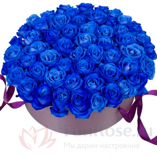 Цветы в коробке FunRose 79 Роз Синих в коробке (40 см) 