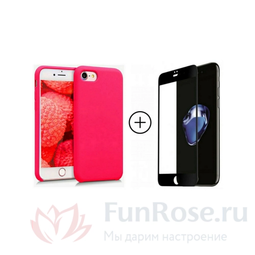 Аксессуары FunRose Розовый чехол + Черное стекло на Iphone 7/8/SE 2020 