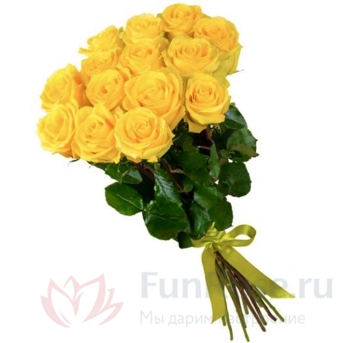Розы FunRose 15 Роз Россия Желтых (60 см) 