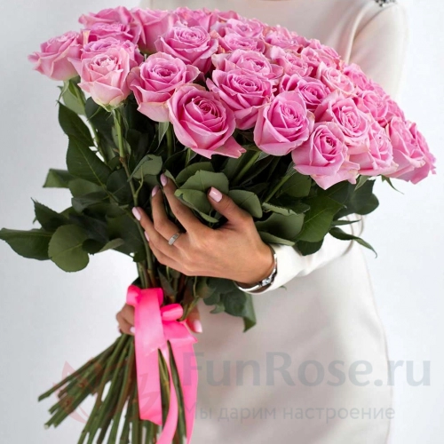 до 51 роза FunRose 35 Роз Россия Розовый (60 см) 