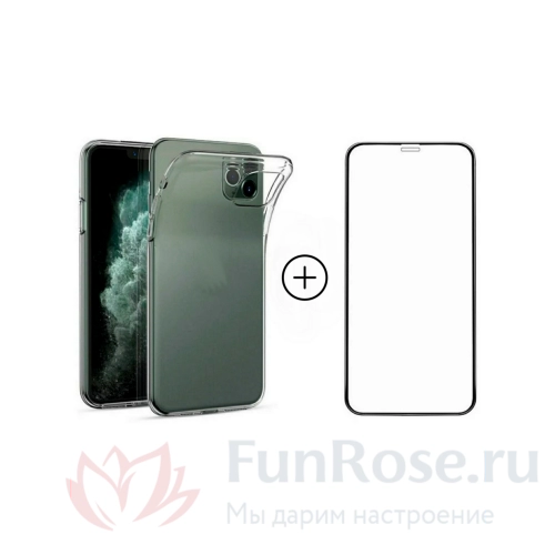 Аксессуары FunRose Прозрачный бампер + стекло на Iphone 11 Pro 