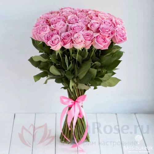 до 51 роза FunRose 35 Роз Россия Розовый (70 см) 