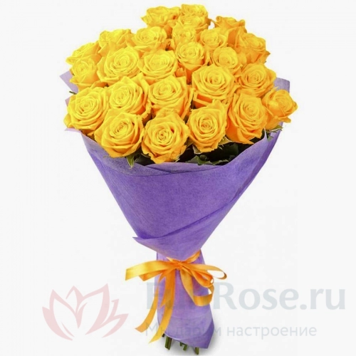 Розы FunRose 25 Роз Россия Желтых (60 см) 