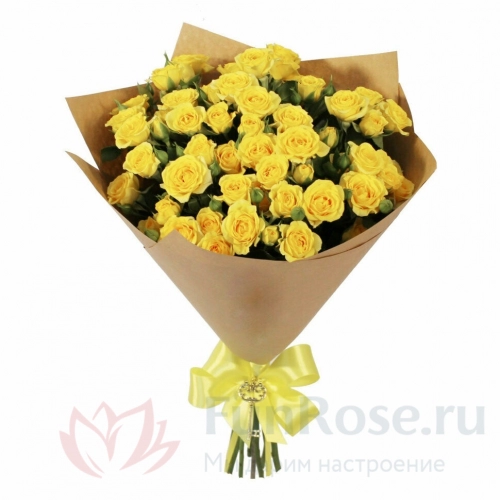 Розы FunRose 7 Роз Кустовых Желтых (60 см) 