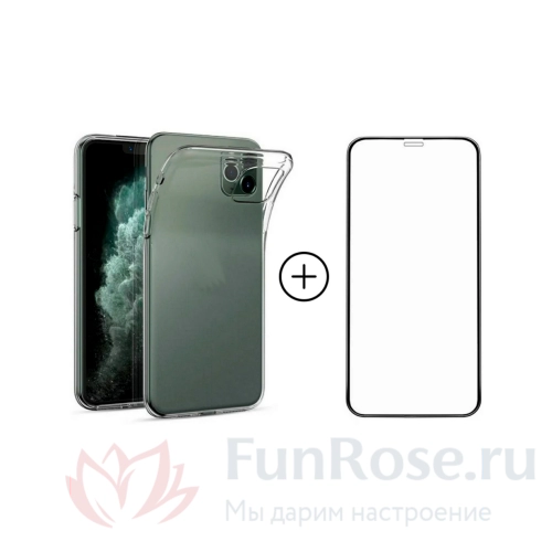 Аксессуары FunRose Прозрачный бампер + стекло на Iphone 11 Pro Max 