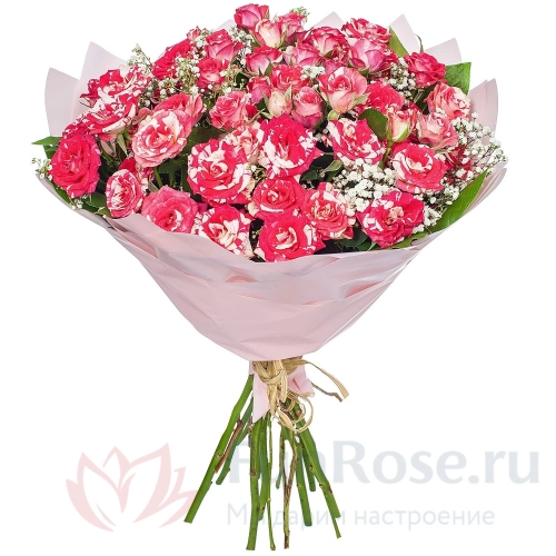 Кустовая роза FunRose 9 Роз Кустовых Розовых (60 см) 