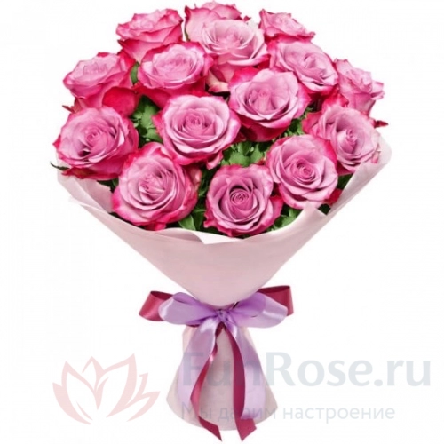 до 25 роз FunRose 15 Роз Дип Перпл Розовый (60 см) 