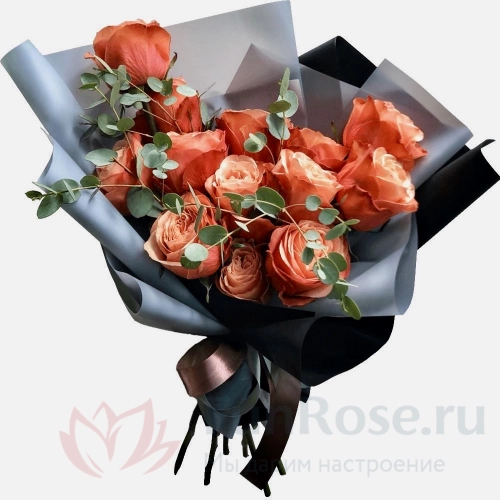 Пионовидная роза FunRose 13 Роз Кахала Оранжевый (50 см) 