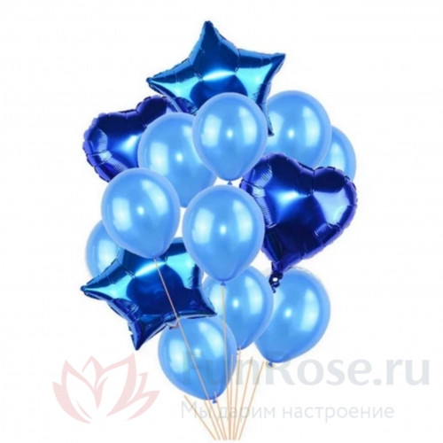 Гелиевые шары FunRose 14 Шариков Композиция, синие и голубые 