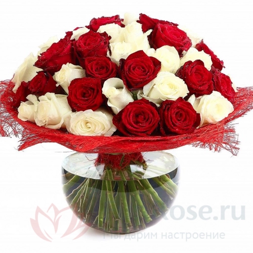 до 51 роза FunRose 35 Роз Микс Россия (60см) 