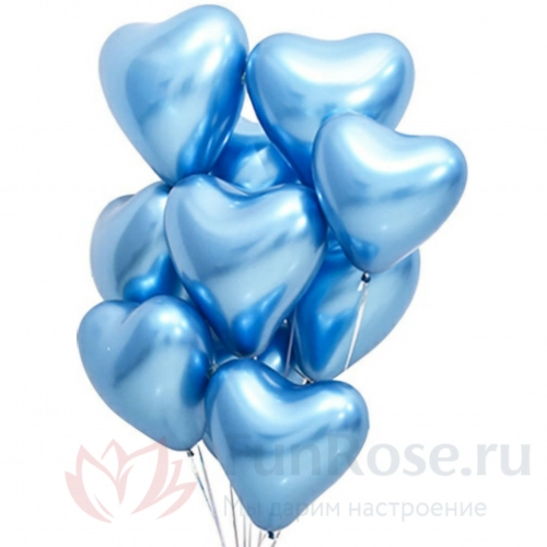 Гелиевые шары FunRose 10 Шариков Сердце, голубые 