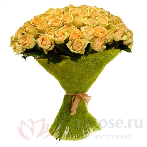 101 роза FunRose 101 Роза Эквадор Желтый (70 см) 