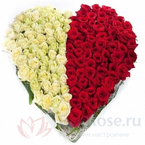 101 роза FunRose 101 Роза Эквадор Микс в сердце (30 см) 