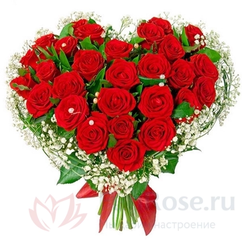 Букеты в форме сердца FunRose 25 Роз Россия Красные (60 см) 