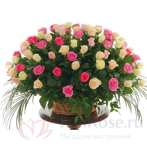 101 роза FunRose 51 Розы Россия Микс (60 см) 