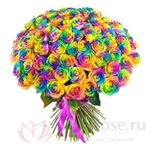 101 роза FunRose 101 Роза Радужная (60 см) 