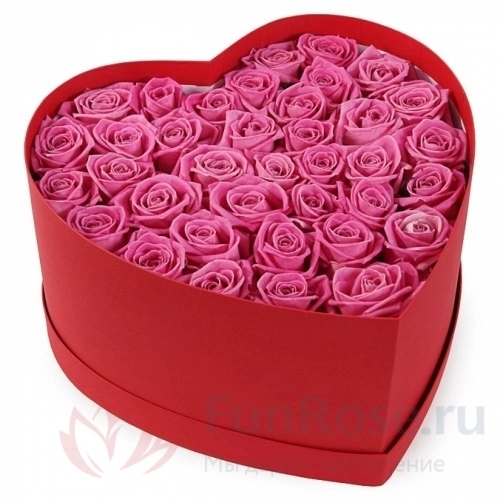 Цветы в коробке FunRose 39 Роз Аква Розовые в коробке (30 см) 