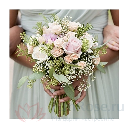 Букет невесты FunRose Букет Невесты с Розой и Гипсофилой (30 см) 
