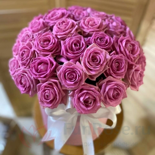 Цветы в коробке FunRose 39 Роз Аква Розовые (60 см) 