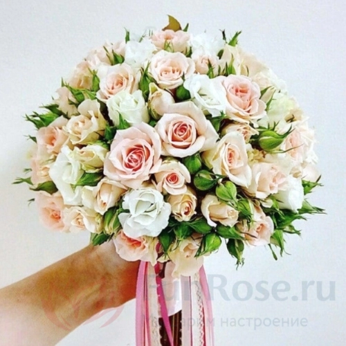 Букет невесты FunRose Букет Невесты с Кустовой Розой и Эустомой (30 см) 