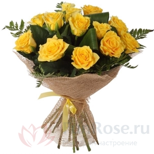 до 25 роз FunRose 11 Роз Россия Желтый (50 см) 