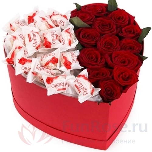 Цветы в коробке FunRose 13 Роз Ред Наоми Красный в коробке (30 см) 