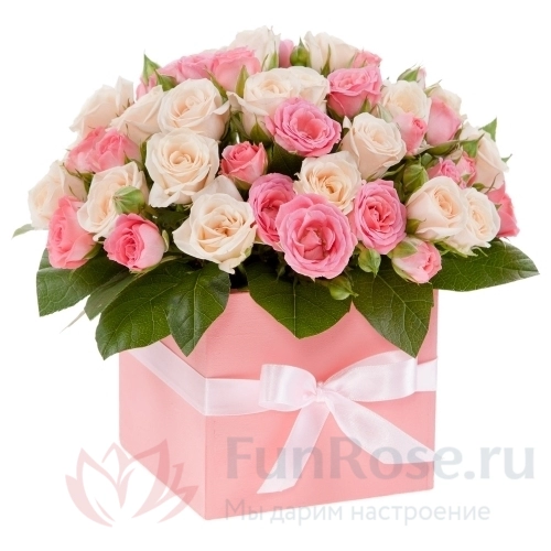 Цветы в коробке FunRose Пастила в коробке (30 см) 