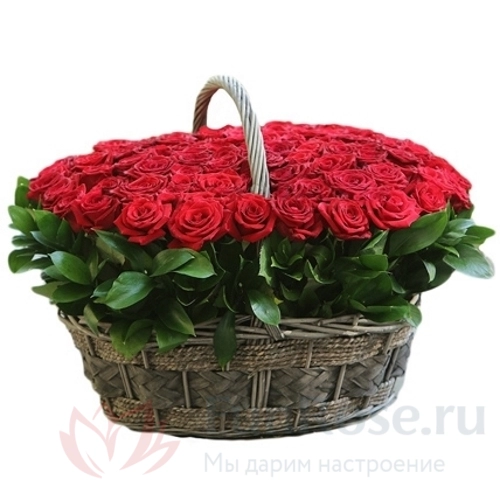 Корзины FunRose 101 Роза Эквадор Красный в корзине (50 см) 