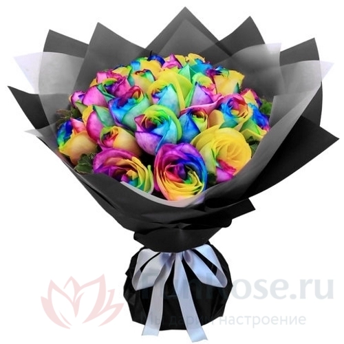 Радужная роза FunRose 19 Роз Радужных (30 см) 