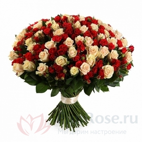 Кустовая роза FunRose 50 Роз Кустовых Микс (70 см) 