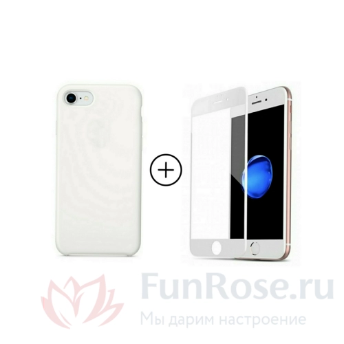 Аксессуары FunRose Белый чехол + Белое стекло на Iphone 7/8/SE 2020 