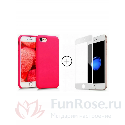 Аксессуары FunRose Розовый чехол + Белое стекло на Iphone 7/8/SE 2020 