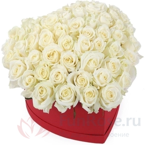 Цветы в коробке FunRose 51 Роза Ред Наоми Белый в коробке (35 см) 