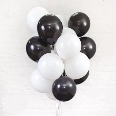 FunRose 15 шариков черные и белые Гелиевые шары