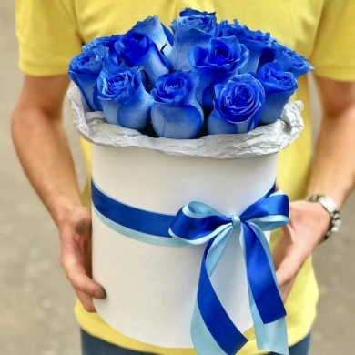 FunRose 15 Роз Синих в коробке (60 см) Цветы в коробке