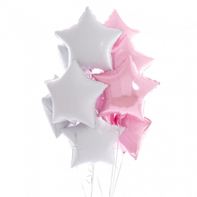 FunRose 10 Шариков Звезда, розовые и белые Гелиевые шары