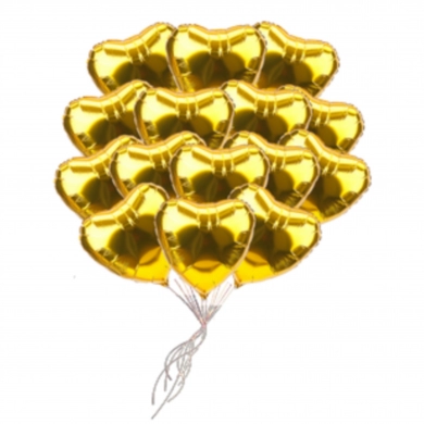 FunRose 15 Шариков Сердце, золотые Гелиевые шары