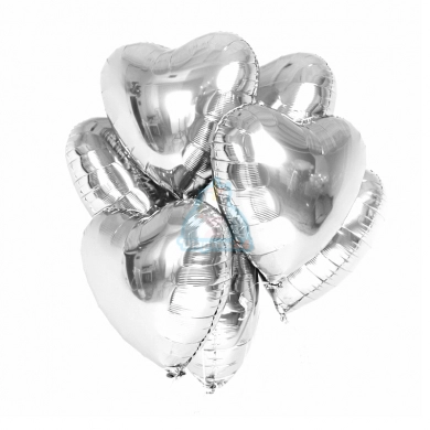 FunRose 7 Шариков Сердце, серебряные Гелиевые шары