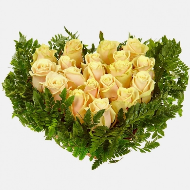FunRose 19 Роз Эквадор Желтый (30 см) Букеты в форме сердца