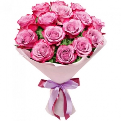 FunRose 15 Роз Дип Перпл Розовый (60 см) до 25 роз