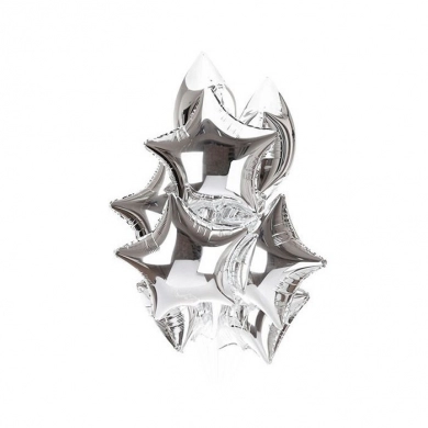 FunRose 9 Шариков Звезда, серебряные Гелиевые шары