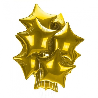 FunRose 9 Шариков Звезда, золотые Гелиевые шары