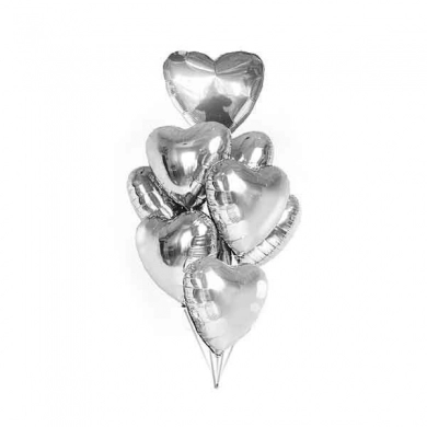 FunRose 9 Шариков Сердце, серебряные Гелиевые шары