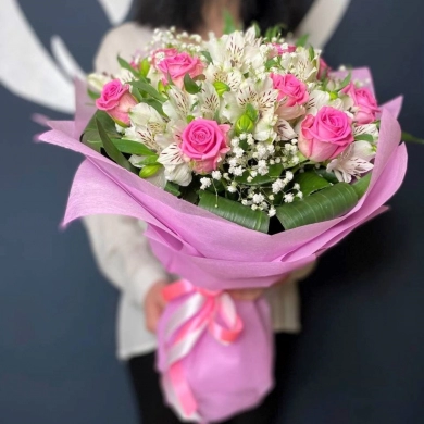 FunRose Букет Розовое счастье (60 см) C розами