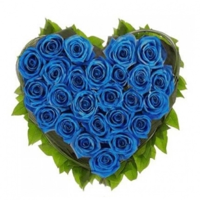 FunRose 25 Роз Синих в сердце (35 см) Букеты в форме сердца