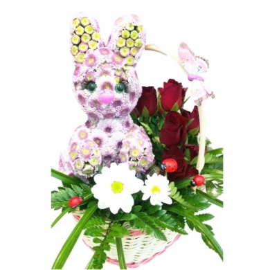 FunRose Заяц в корзине Игрушки из цветов