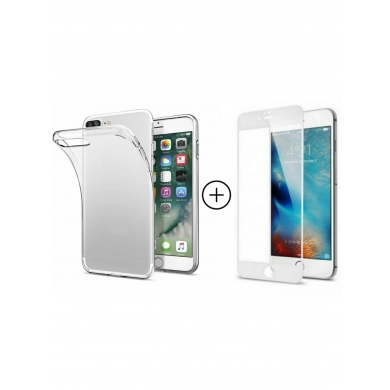 FunRose Прозрачный бампер + Белое стекло на Iphone 7 Plus/8 Plus Аксессуары